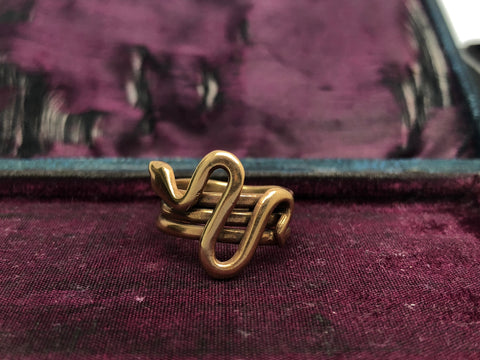 Unusual 9ct Gold Antique Snake Ring