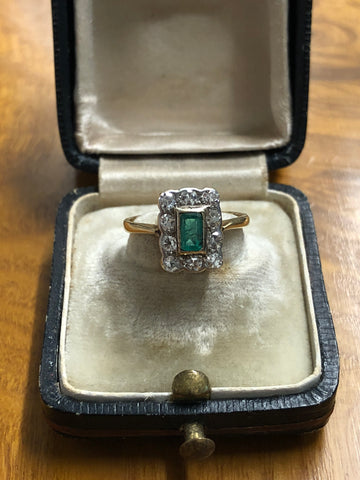 Art Deco Emerald and Diamond Ring