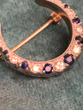 Vintage 9ct Gold Sapphire and Diamond Crescent brooch