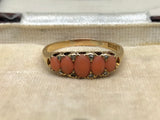 Edwardian 18ct Gold Coral and Diamond Ring