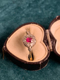 Antique 18ct Ruby and Diamond Cluster Ring