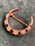 Vintage 9ct Gold Sapphire and Diamond Crescent brooch