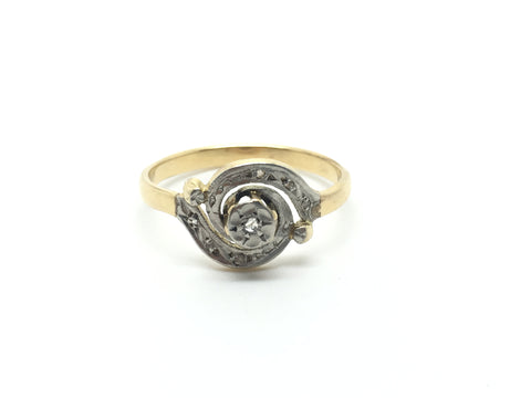 18ct Gold and Platinum French Diamond Ring - Ishy Antiques