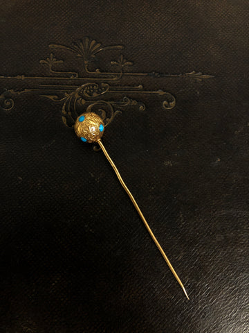French Victorian 18ct Turquoise Ball Stick Pin