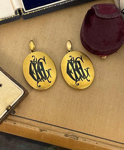 A pair of Victorian 15ct Gold Mourning Lockets