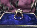 Reserved Rose cut diamond M initial amethyst ring in 14ct gold