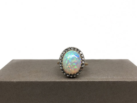 Stunning 1930's Opal and rose cut Diamond Ring - Ishy Antiques