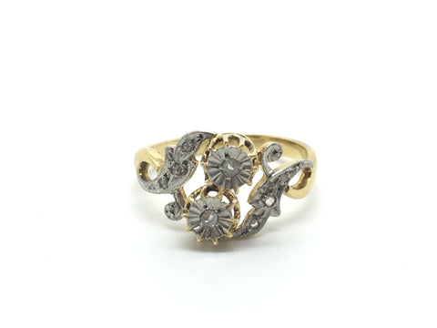 Reserved for L. 18ct Gold and Platinum French Diamond Ring circa 1900 - Ishy Antiques