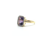 Stunning 18ct Gold Micro Pave Diamond and Amethyst Cocktail Ring - Ishy Antiques