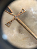 Art Deco Onyx and Diamond Sword Jabot Pin