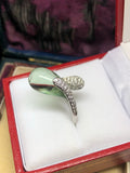 Prasiolite Quartz droplet 18ct Diamond ring
