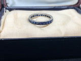 Reserved 2 x Art Deco Silver Sapphire Paste Eternity Rings
