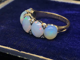 Edwardian 18ct Gold Opal and Diamond Five Stone Ring