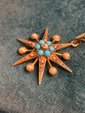 15ct Gold Victorian Turquoise and Diamond Pearl Star pendant and 18ct Pearl and Star