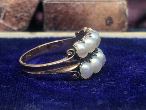Georgian double row pear ring