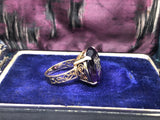 Reserved Rose cut diamond M initial amethyst ring in 14ct gold