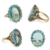 Reserved Large Aquamarine Cocktail Ring - Ishy Antiques