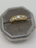 Victorian Pearl 5 Stone 18ct Gold Gypsy Ring