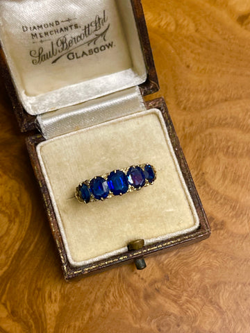 Edwardian 18ct Gold 5 Stone Sapphire Ring