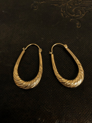 Vintage Large Gold Creole Earrings