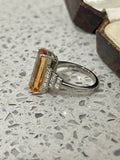 Platinum Topaz and Diamond Cocktail Ring