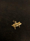 Three 9ct Gold Charms: Snail, Pig, I Love You Spinner