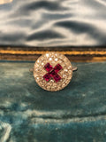 Art Deco Ruby and Diamond Platinum Cluster Ring