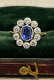 3/3 18ct Gold Sapphire and Diamond Cluster Ring