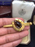 15ct Gold Victorian Nail and Horse Shoe Garnet Brooch