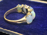 Edwardian 18ct Gold Opal and Diamond Five Stone Ring