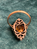 Late Victorian Citrine and Diamond Panel Ring