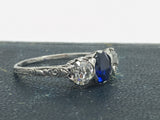 Victorian Platinum Sapphire and Diamond Ring - Ishy Antiques