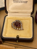 15ct Edwardian Garnet and Pearl Heart Brooch