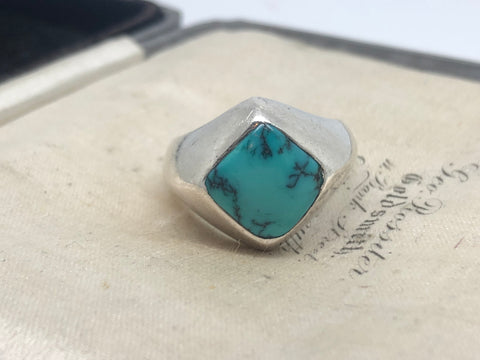 Silver Turquoise Signet Ring