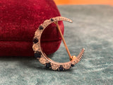 Vintage 9ct Gold Sapphire and Diamond Crescent brooch