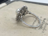 Platinum and 18ct gold Edwardian Diamond and Pearl Ring