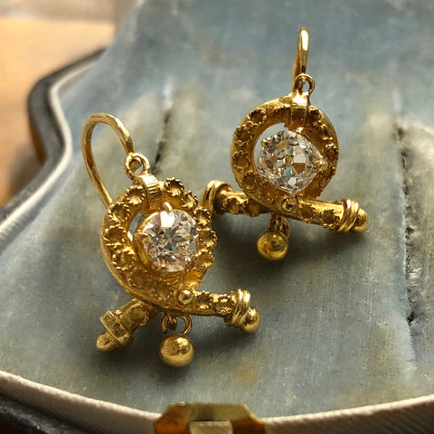 Antique old cut diamond earrings c.1900