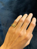 Two matched 14ct gold hammered bands