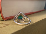 18ct Shield Emerald and Diamond Ring