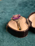 Buff Top Art Deco Amethyst Ring