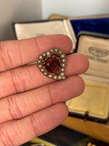 15ct Edwardian Garnet and Pearl Heart Brooch