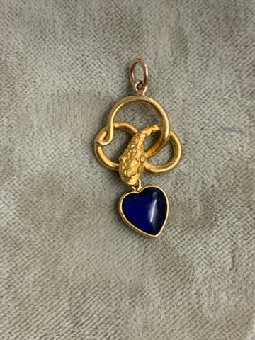 18ct Gold Victorian Snake and Heart Charm