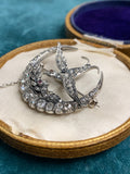 Early 20th century Diamond Crescent and Swallow Brooch