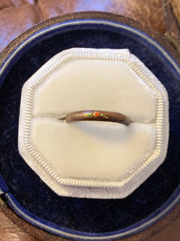 Reserved! 3 Enamel Silver Band with Floral Detail