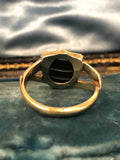 Antique Gold and Agate Shield Ring with Snake Shoulders