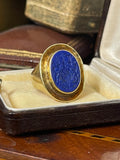 Reserved 14ct 20th Century Modernist Lapis Lazuli Intaglio Ring