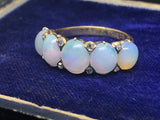 Edwardian 18ct Gold Opal and Diamond Five Stone Ring