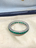 Art Deco Silver Emerald Paste Eternity Ring