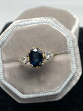 Vintage 18ct Gold Sapphire and Diamond 3 Stone Ring