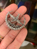 Early 20th century Diamond Crescent and Swallow Brooch